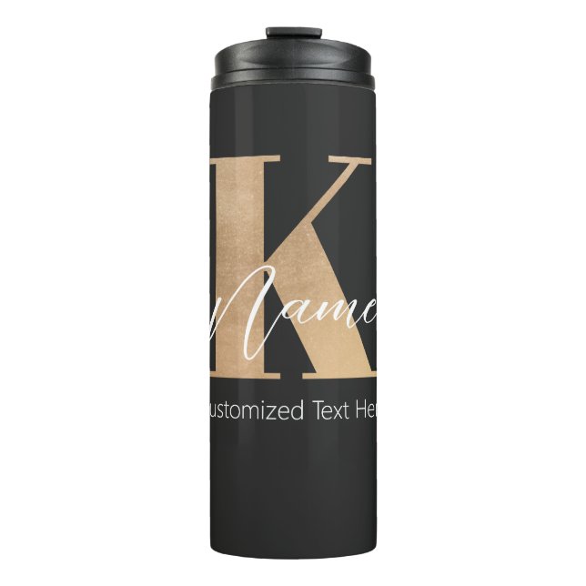 Termo Moderno Monogramado inicial K & Name personalizado (Anverso)