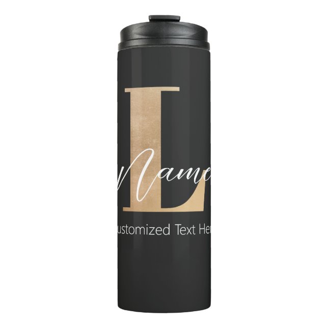 Termo Moderno Monogramado inicial L & Name Personalizado (Anverso)