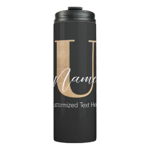 Termo Moderno Monogramado inicial U & Name personalizado