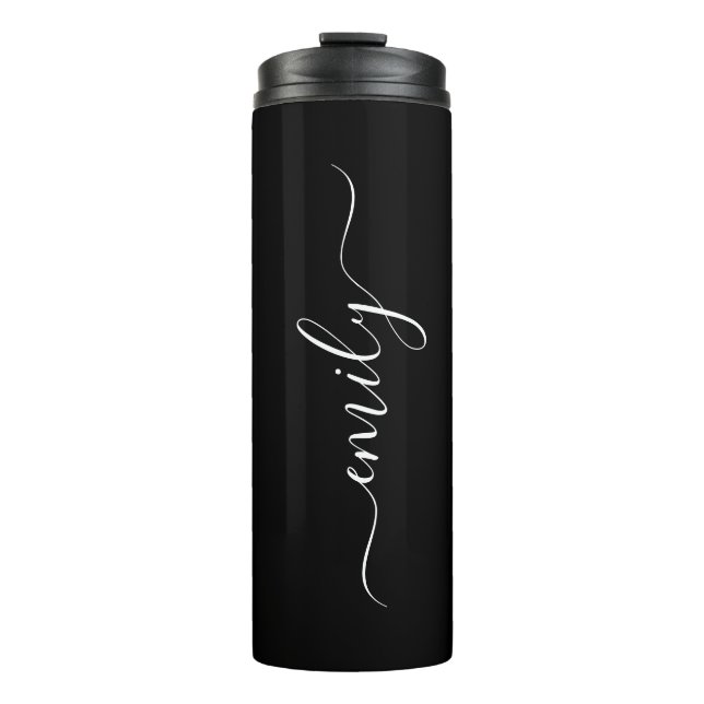 Termo Moderno Personalizado negro simple Añadir su nombr (Anverso)