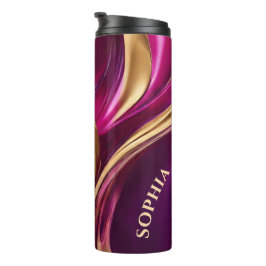 Termo Moderno Resumen-Flujo Art-Fuchsia Morado y Oro-