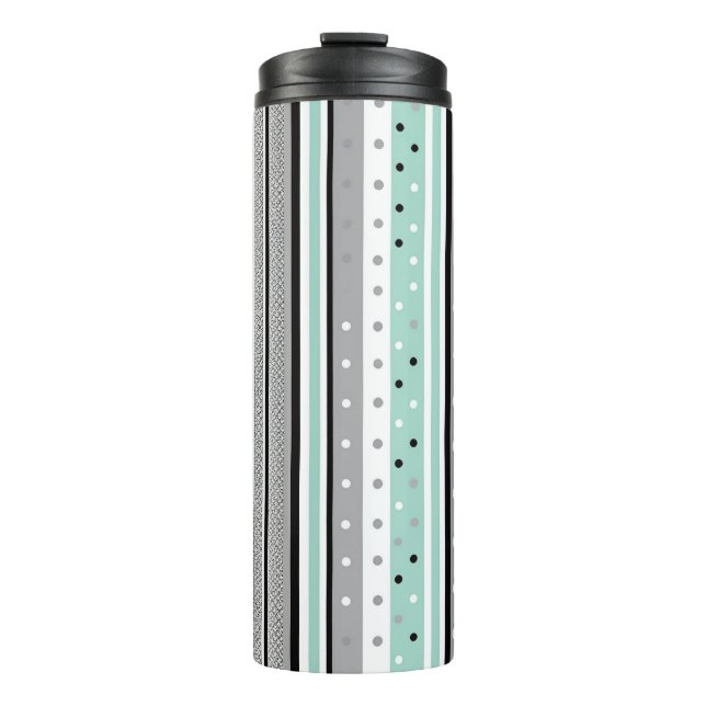 Termo Moderno Verde Menta Rayado y Gris  (Anverso)