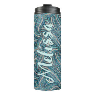 Termo Moderno Y Elegante Girly Turquesa Swirl Nombre Per
