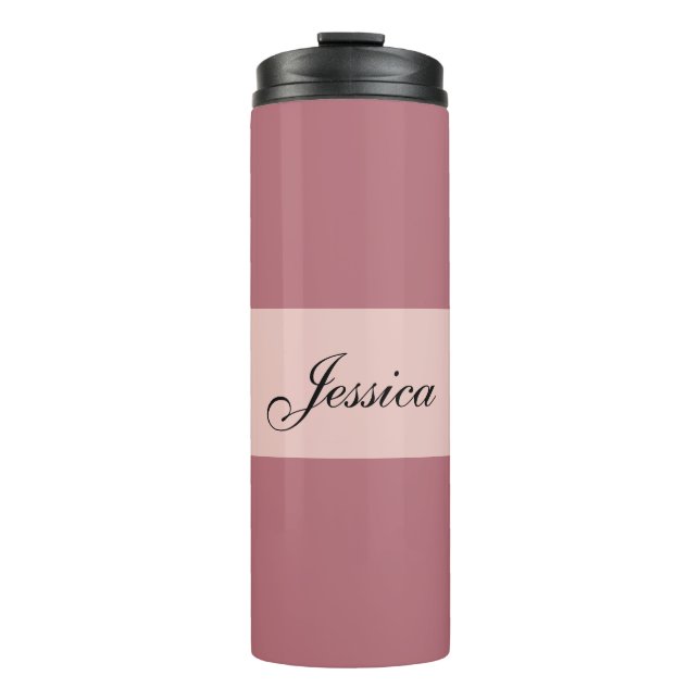 Termo Moderno y elegante, sencillo Rosa dorar tu nombre (Anverso)