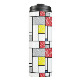Termo Mondrian Scribbles Minimalista De Stijl Arte Moder