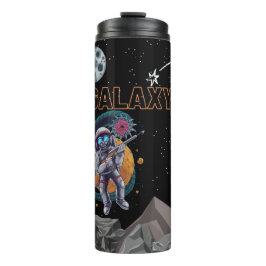 Termo Mono con una pistola fuera del espacio, galaxia