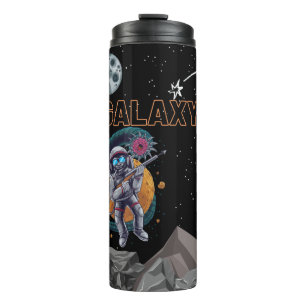 Termo Mono de la galaxia con una pistola fuera del espa