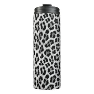 Termo Monocromo blanco y negro, patrón leopardo
