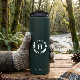 Termo Monogram Dark Green Stylish Modern Minimalist