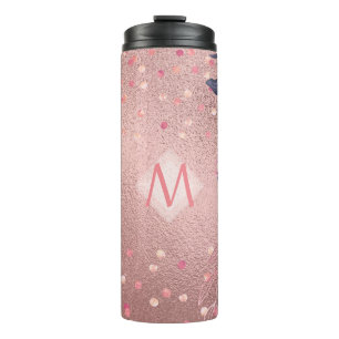 Termo MONOGRAM floral azul rosado giratorio giratorio de