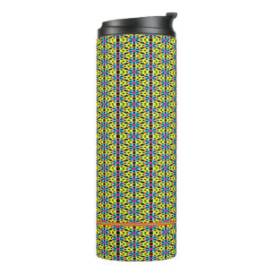 Termo Monograma Amarillo brillante/Aqua/Bandas Rojas/Tri