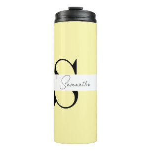 Termo Monograma amarillo pastel personalizado