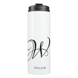 Termo Monograma blanco elegante personalizado inicial