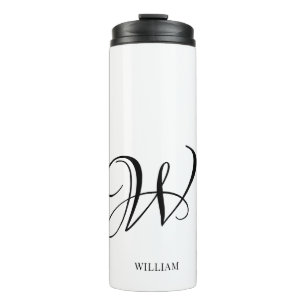 Termo Monograma blanco elegante personalizado inicial