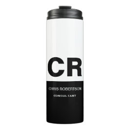 Termo Monograma blanco negro Crear regalo Personalizado