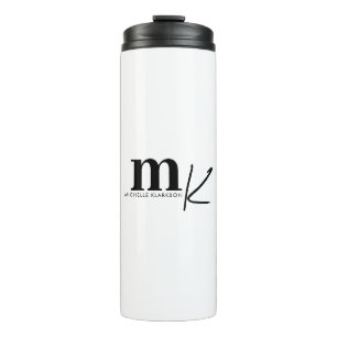 Termo Monograma blanco negro Minimalista moderno