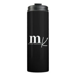 Termo Monograma blanco negro Minimalista moderno