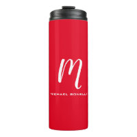 Monograma blanco rojo elegante caligrafía su nombr