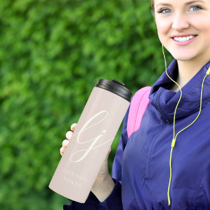 Termo Monograma caligrafía moderna de escritura rosa Min