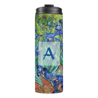 Termo Monograma de arte de las flores azules de Irises V