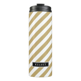 Termo Monograma de bandas de adormidera de oro y negro