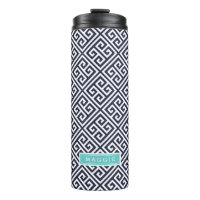 Monograma de clave griega azul marino y turquesa