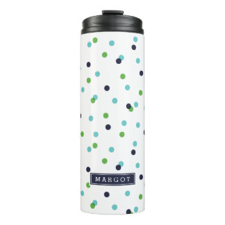 Termo Monograma de confetti verde marino y turquesa