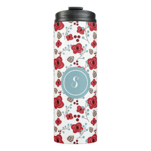 Termo Monograma de copas y berries de invierno