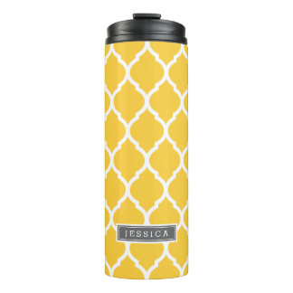 Termo Monograma de cuatrefola marroquí gris y amarillo