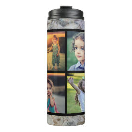 Termo Monograma de fotografía familiar de mármol gris rú