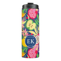Monograma de Frutas Tropicales Patrón de Acuarela 