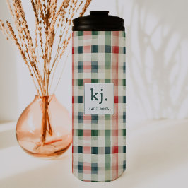 Termo Monograma de Gingham Evergreen Suave