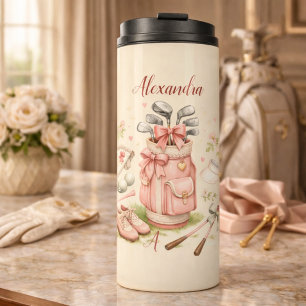 Termo Monograma de Golf Coquette Rosa Personalizado