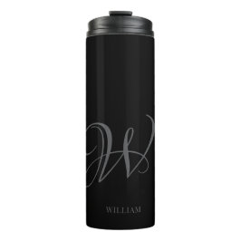 Termo Monograma de gris negro personalizado inicial