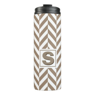 Termo Monograma de Herringbone Blanco Tan