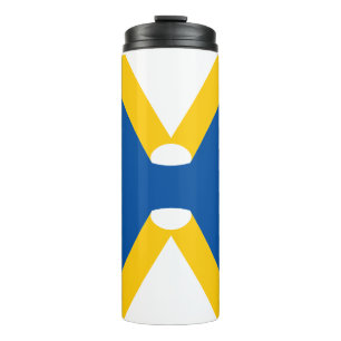 Termo Monograma de letra X azul y amarillo