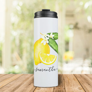 Termo Monograma de Limón de Cítrico de Verano Italiano