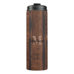 Termo Monograma de madera antigua de color marrón oscur