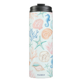 Termo Monograma de mangueras y corales oceánicos