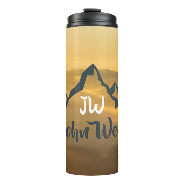 Termo Monograma de montañas personalizables de amanecer  (Anverso)