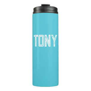 Termo Monograma de nombre personalizado azul cielo brill