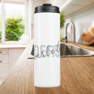 Termo Monograma de nombre personalizado blanco moderno