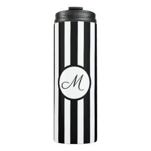 Termo Monograma de oro blanco negro a rayas