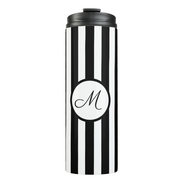 Termo Monograma de oro blanco negro a rayas (Anverso)