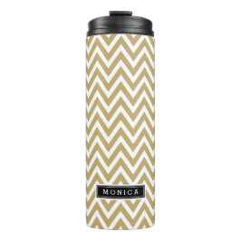 Termo Monograma de oro y chevron negro