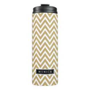 Termo Monograma de oro y chevron negro