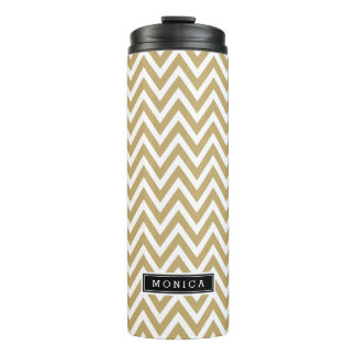 Termo Monograma de oro y chevron negro
