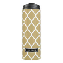 Monograma de oro y quatrefoil marroquí negro