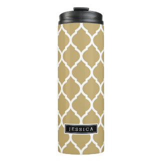 Termo Monograma de oro y quatrefoil marroquí negro