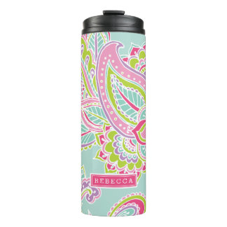 Termo Monograma de Paisley bohemio colorido